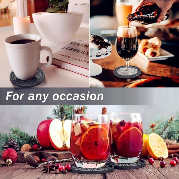 Silicone Coasters for Drinks,Resistant Reusable Drink Coasters-Great Gift for Bi - Picture 5 of 6